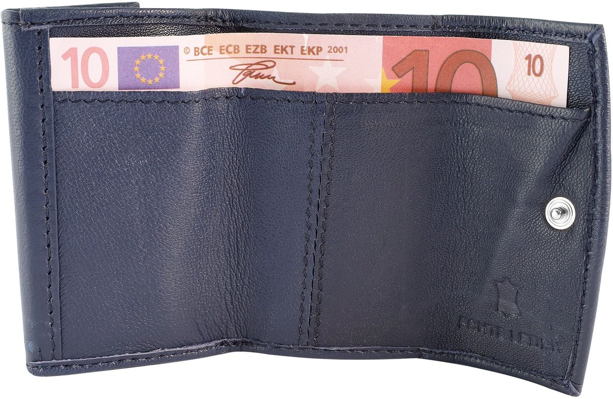 EXCELLANC Excellanc Unisex Portemonnee Nabila echt leer, liggend formaat, 5,2 cm x 8,7 cm