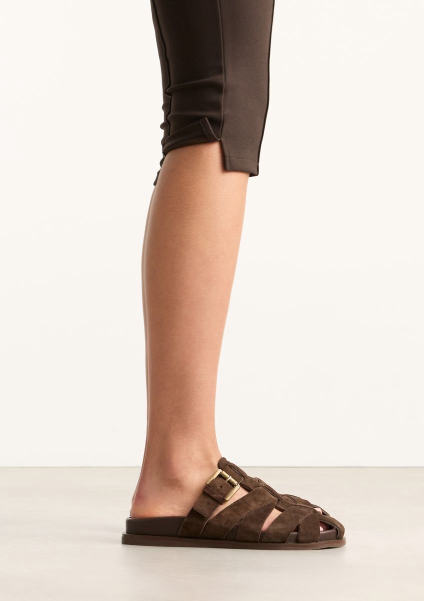 Sacha - Dames - Bruine suède slippers - Maat 41
