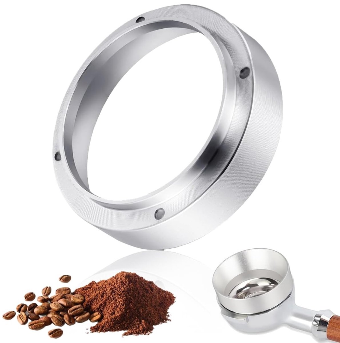 Allecto - Koffie Dispensing Ring - Universele Espresso Trechter - Precisie Vullen - Aluminium - Koffie Poeder - Geschikt voor Koffiezetapparaten - ...