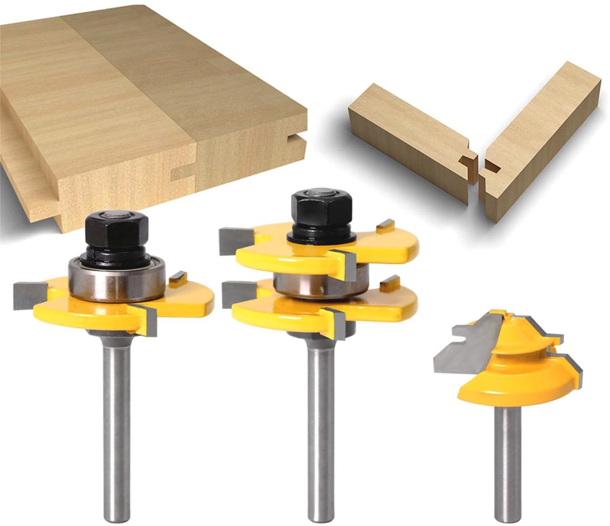 Allecto - Houtfreeset T-Schakel, Groeffrees, Verticale Houtbewerking, Duurzaam Dicarbon Staal, Voor Kant-en-Klaar Houtwerk
