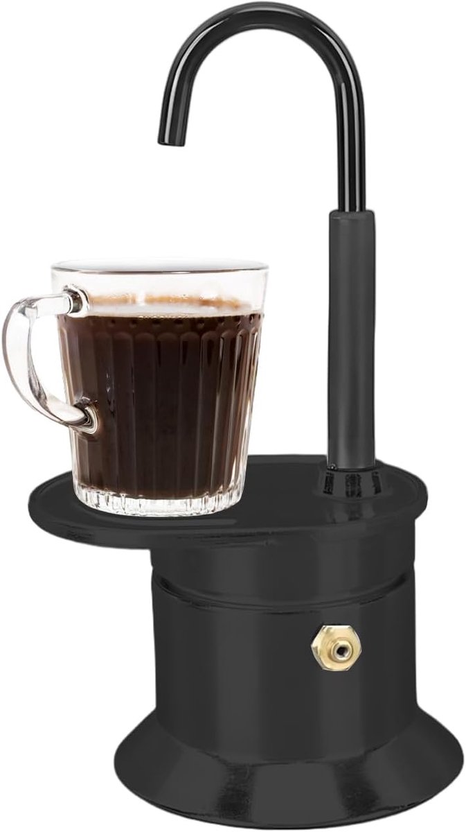 Koffiezetapparaat - Moka Pot - Outdoor Koffie - Aluminium Constructie - 17cm Hoog - Zwart