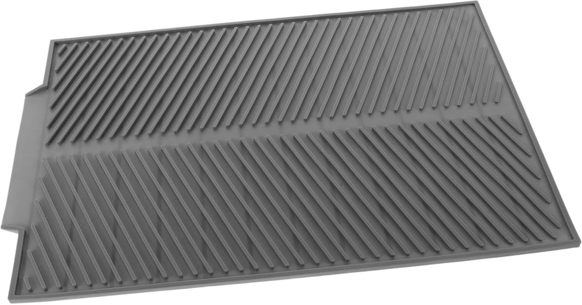 Gootsteenbeschermer Keuken - Siliconen Mat - Afwas Drogen - Verstelbare Afvoer - 38x25cm - Grijs