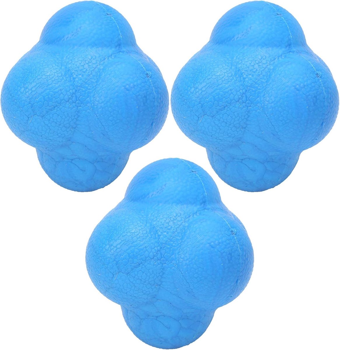 Allecto- Reactiebal voor coördinatie oefeningen - Sport - TPR Hex Bounce - Blauw - Fitness - Geschikt voor training - 3 stuks reactiebal, Hex Bounce reactiebal coördinatie reflex oefening sport fitness trainingsbal (blauw)