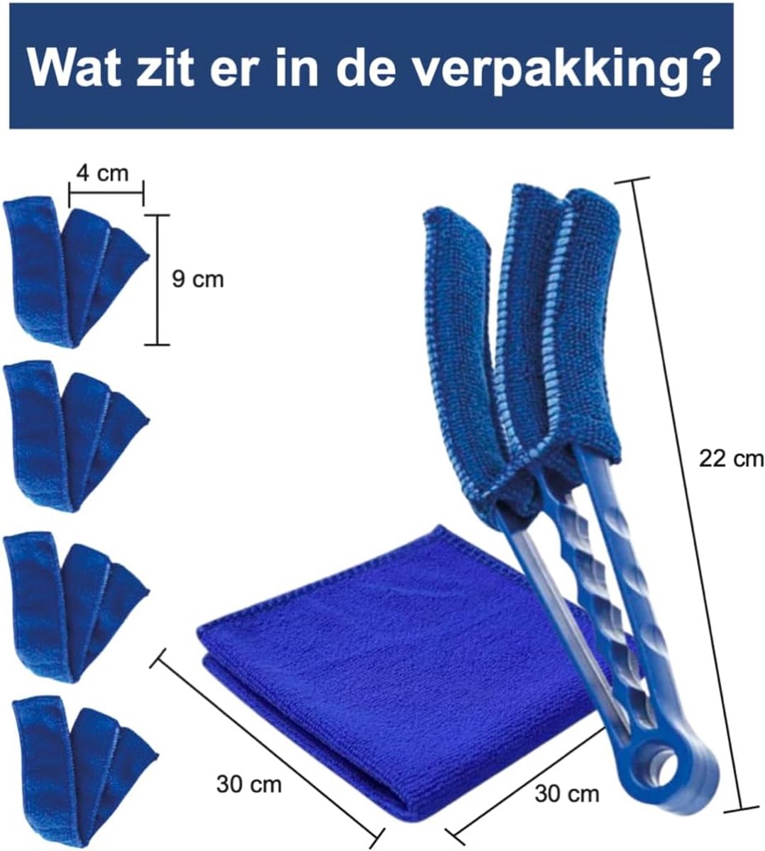 Raambekleding Reiniger - Lamellen Stoffer - Stofvrij Maken - Ergonomische Grip - 22cm - Blauw