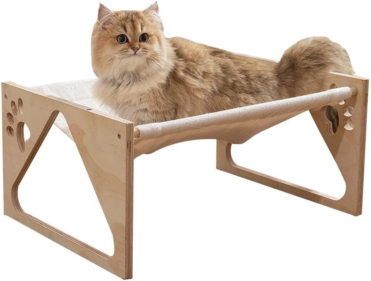 Kattenhangmat - Huisdierbed - Ontspannen slapen - Met schommelfunctie - 40 kg draagkracht - Naturel