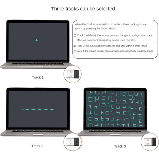 Automatische Muis Beweging - Computer Wakker Houder - Voorkom Slaapstand - Ondetecteerbaar Ontwerp - 11 x 7 x 1 cm — afbeelding 3