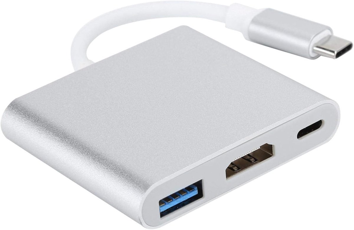 USB-hub - Type-C adapter - Extra poorten - 4K HDMI output - 3-in-1 - Aluminium
