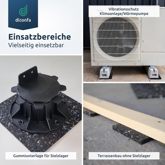 Rubberen Onderleggers - Pads Granulaat - Bouw Bescherming - Waterdoorlatend Veerkrachtig - 200x200mm 12mm Dik - Zwart Gekleurde Deeltjes