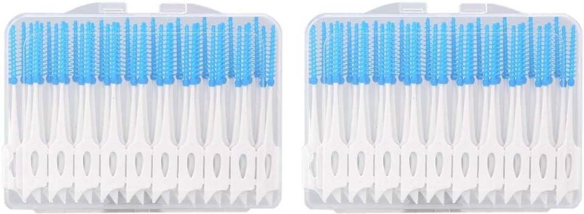 Tandenstokers Set - Interdentale Ragers - Mondhygiëne - Draagbaar Etui - 80 Stuks - Blauw