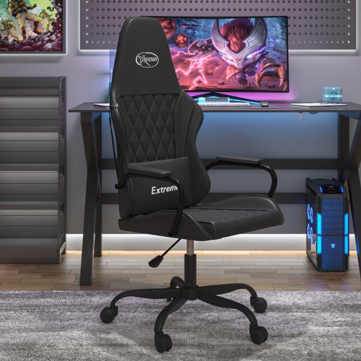 Comfortabele Stoel - Fauteuil Bureaustoel - Ontspannen Zitten - Verstelbare Rugleuning - Tot 150 kg - Zwart