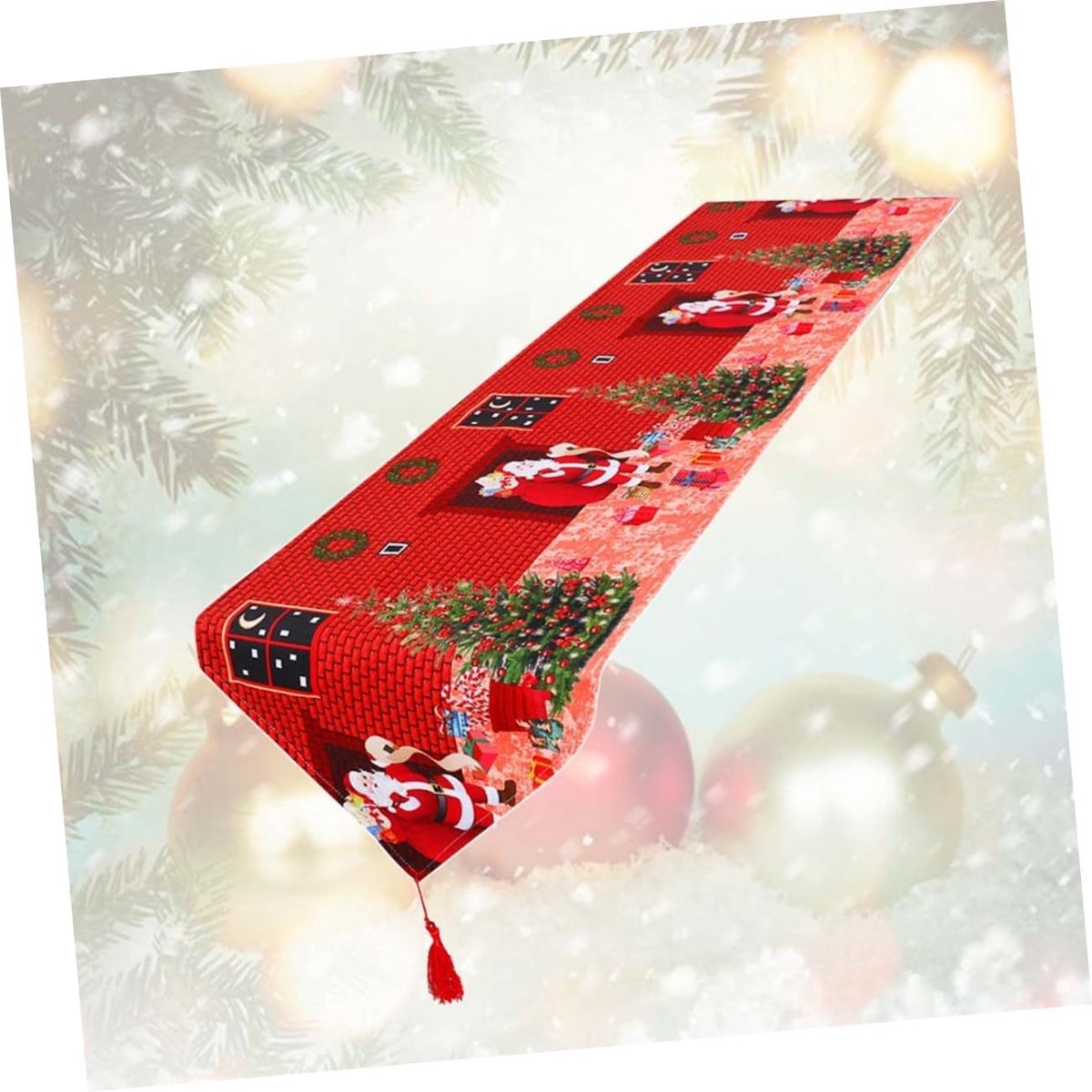 Kerst Tafeldecoratie - Feestelijke Loper - Winterse Sfeer - Duurzaam Polyester - 150x40cm - Rood