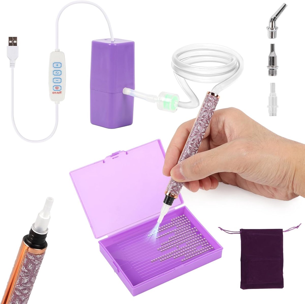 Diamant Schilderpen - Decoratie Stift - Snel Stickers Plakken - Automatisch Zuigend - 14x8.5x6.5 cm