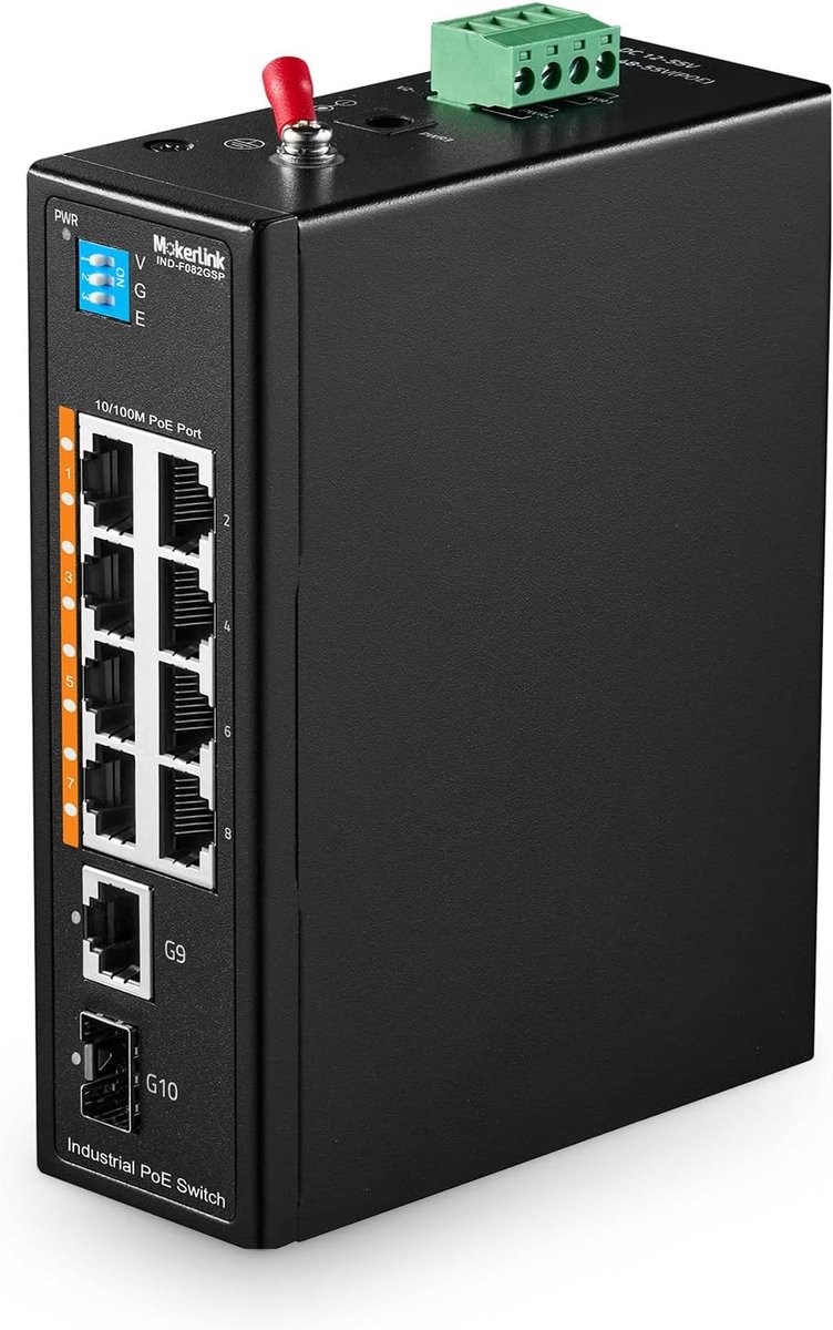 Industriële Netwerk Switch - PoE Switch - Betrouwbaar Netwerk - DIN-rail Montage - 10 Poorten
