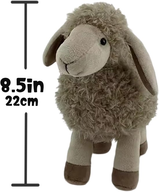 Pluche Dier - Knuffel Schaap - Kinderen Spelen - Extra Zacht Materiaal - 22 Cm - Grijs — afbeelding 5