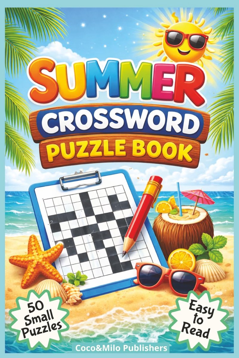 Kruiswoordpuzzel Zomer - Ontspannende Puzzels - Vakantie Vermaak - Zomerse Thema's - 6x9 Inch
