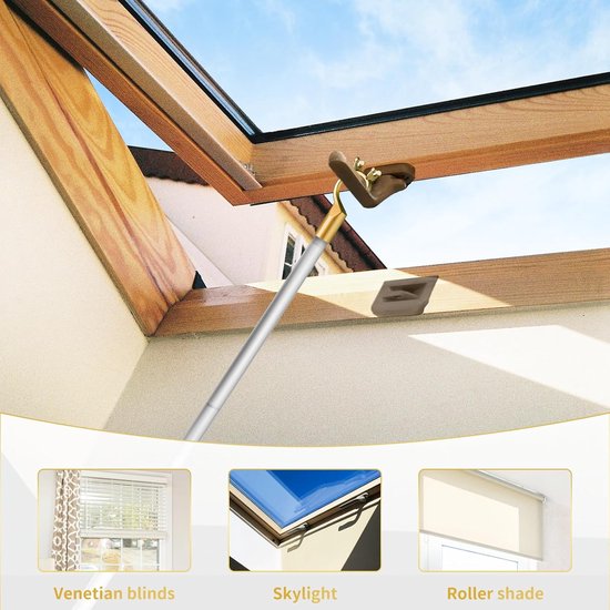 Raamopener Stang - Trekhaak Hulpstuk - Dakramen Bediening - Uitschuifbaar Aluminium - 96 Centimeter - Grijs — afbeelding 4