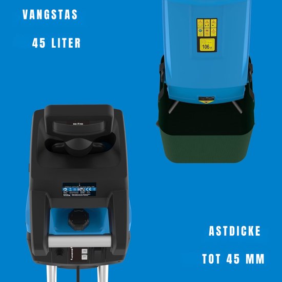 SVN® Professionele Hakselaar Versnipperaar - Hakselaar Electrisch 50L - Versnipperaar Hakselaar - Blauw - 49cm x 40cm x 104cm van Merkloos	 — afbeelding 4