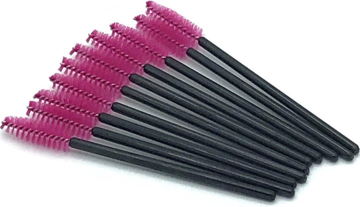 Wimperborstels Set - Make-up Tools - Wimpers Vormen - Buigbare Kop - 50 Stuks - Zwart Wijnrood