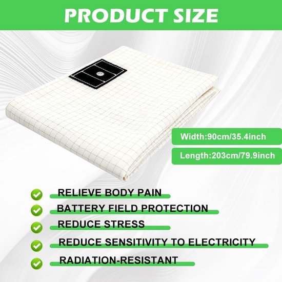 Aardingsmat - Katoen Zilvervezel - Betere Slaap - Biologisch Katoen Samenstelling - 90 x 203 cm — afbeelding 3