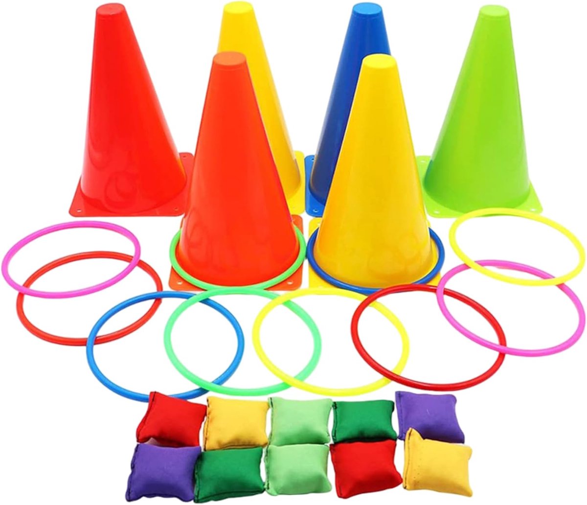 Gooi Spel - Werpspel Set - Buiten Spelen - Compleet met Opbergtas - 6 Kegels 10 Zitzakken - Kleurrijk
