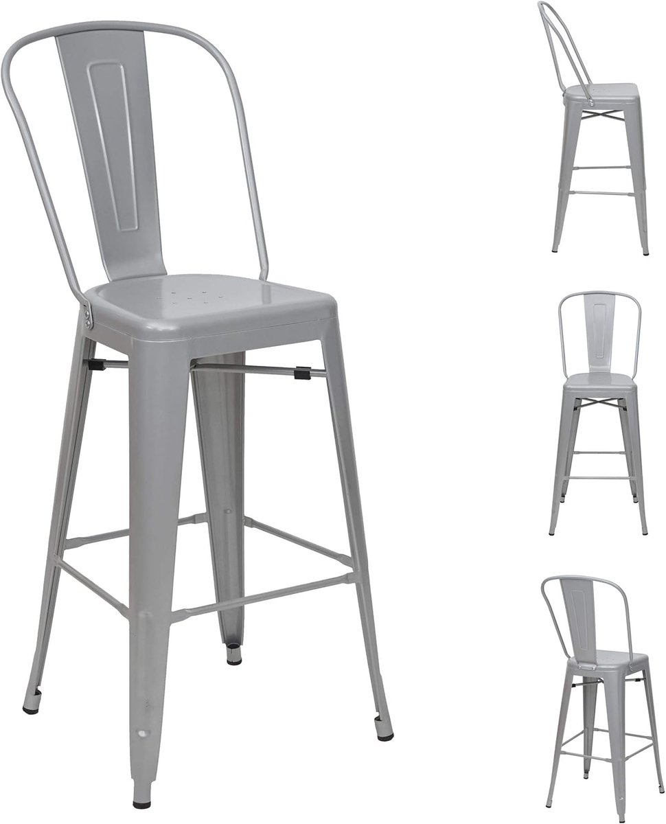 Barkrukken met rugleuning - Set van vier - Aan de bar - Industrieel design