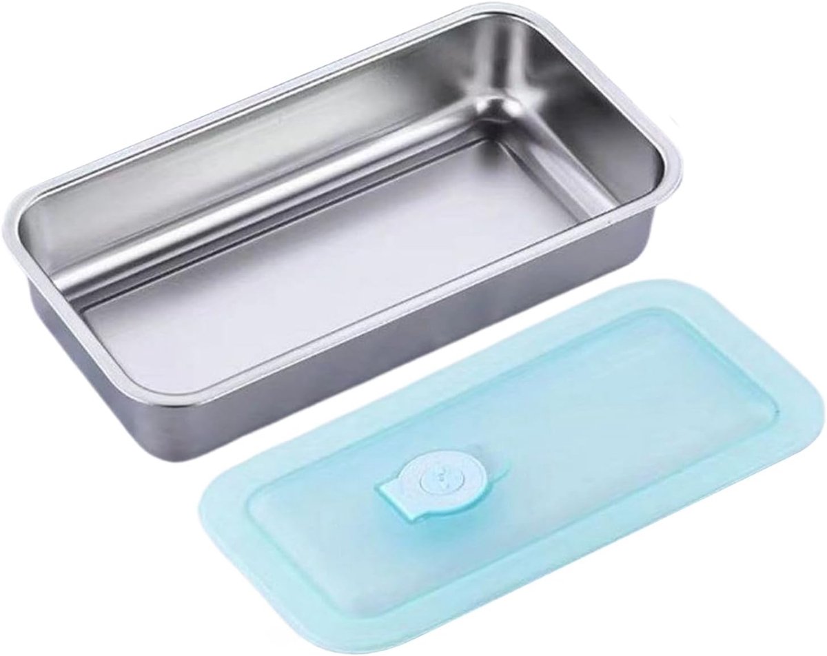 RVS Lunchbox - Voedselcontainer - Maaltijd Transport - Dubbelvak Structuur - 20 x 10.5 x 4 cm