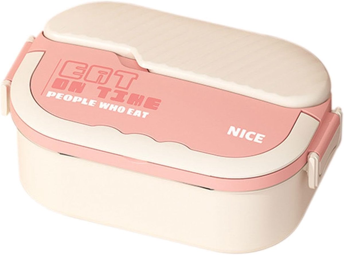 Lekvrije Lunchbox - RVS Container - School Kantoor - Met Verdelers - 23x14x8.5cm - Roze