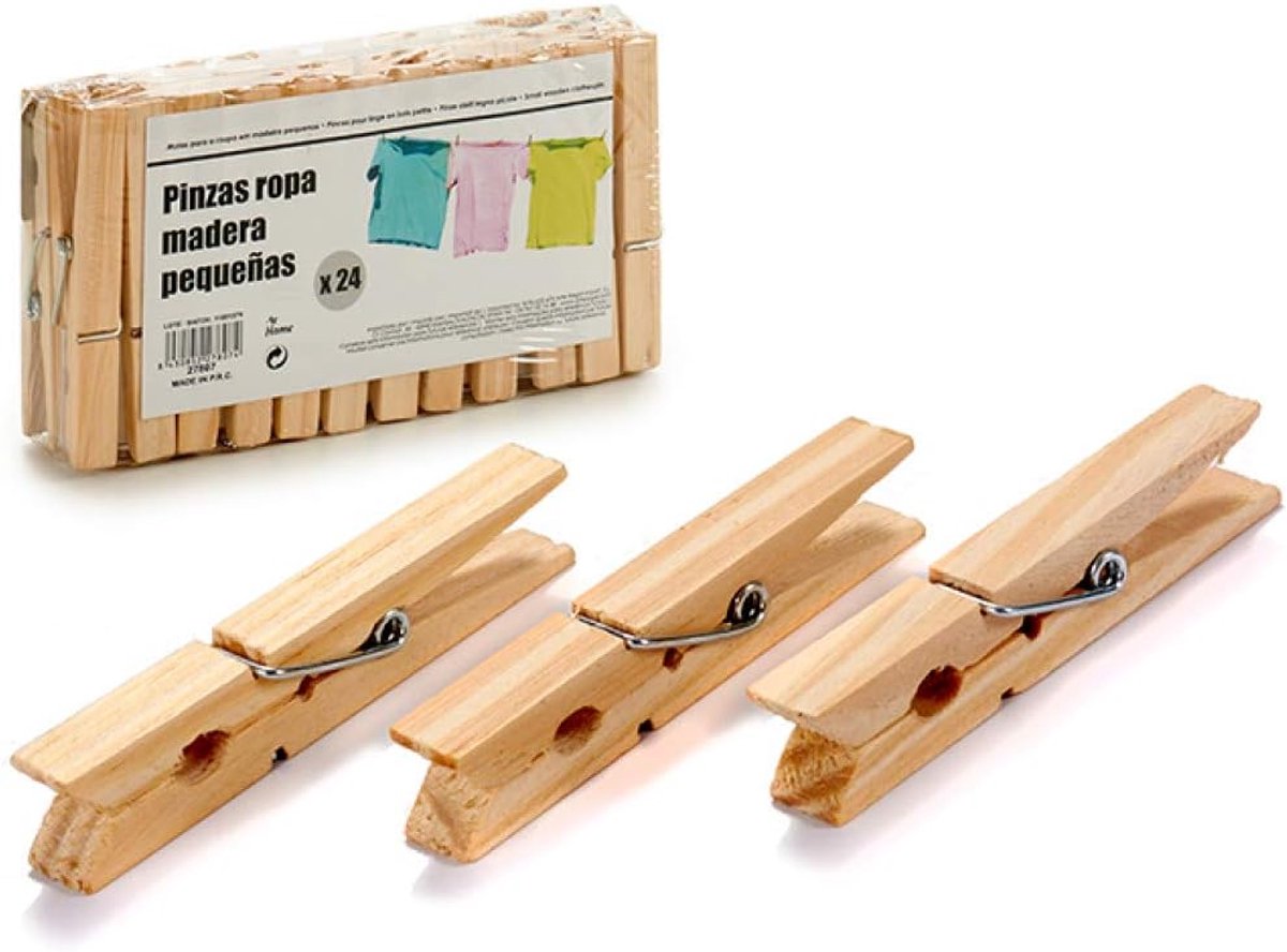 Houten Wasknijpers - Knutsel Klemmen - Kleding Drogen - Set van 48 Stuks - 13 x 2.5 x 7 cm