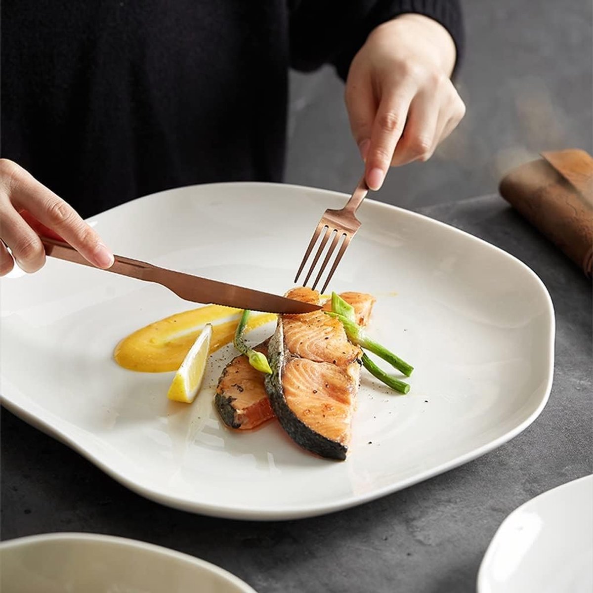 Platte serveerschaal - Diepe schaal dessertbord - Feestjes en diners - Vriezerbestendig keramiek - 10.6 inch - Wit