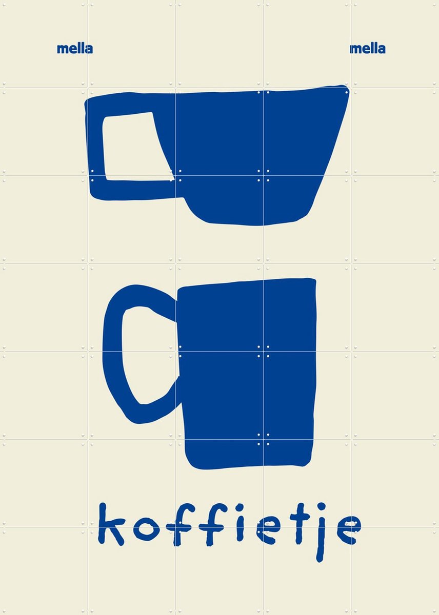 IXXI Koffietje, Mella Mella - 100 x 140 cm - Gratis ophangtool - Grote wanddecoratie en posters - Illustraties, Minimalisme, Speels, Grafisch Ontwerp