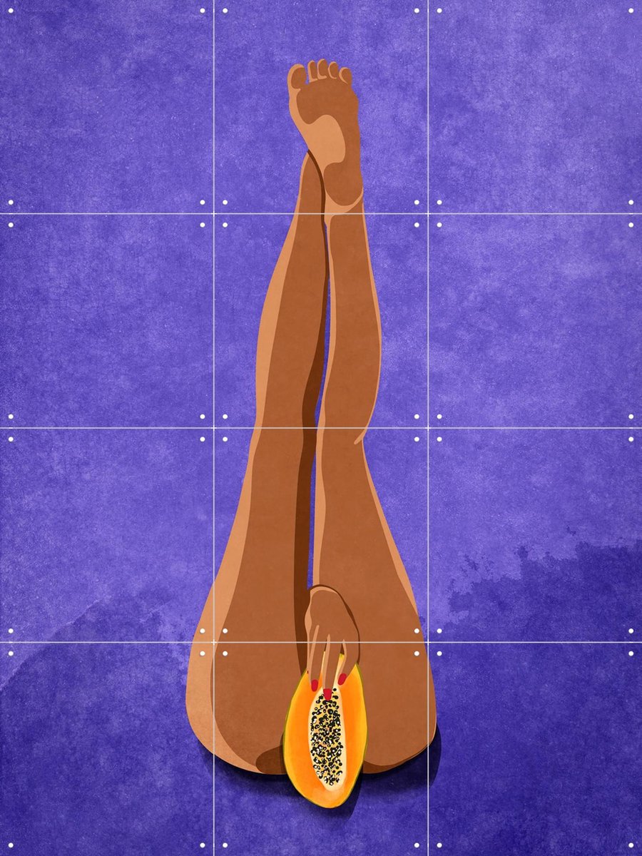 IXXI My Papaya, Raissa Oltmanns - 60 x 80 cm - Gratis ophangtool - Grote wanddecoratie en posters - Digitale Kunst, Grafisch Ontwerp, Illustraties