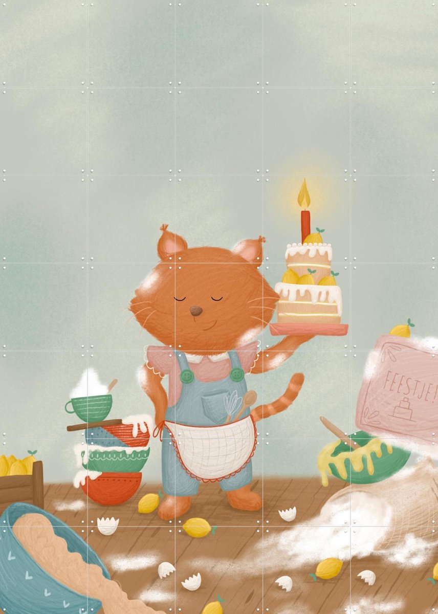IXXI Cake Baker, Studio Phie - 100 x 140 cm - Gratis ophangtool - Grote wanddecoratie en posters - Cartoonesk, Speels, Illustraties, Kleurrijk