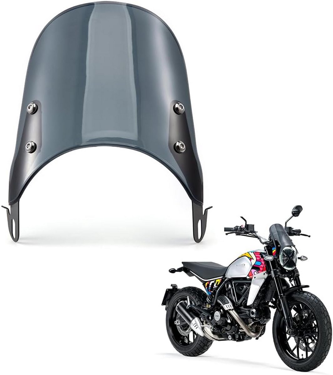 Universele Motorfiets Windscherm Verstelbaar Rookgrijs Polycarbonaat