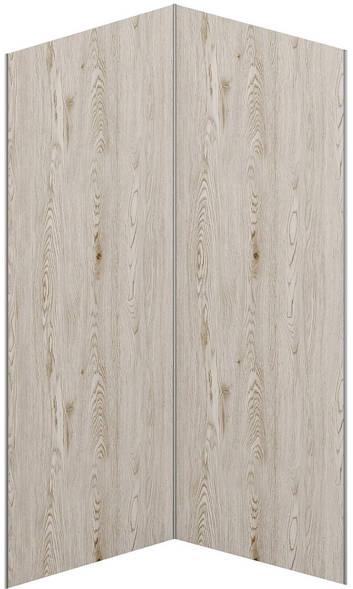 Vente-unique Set van 2 douchewandpanelen met licht houteffect van aluminium met profielen 