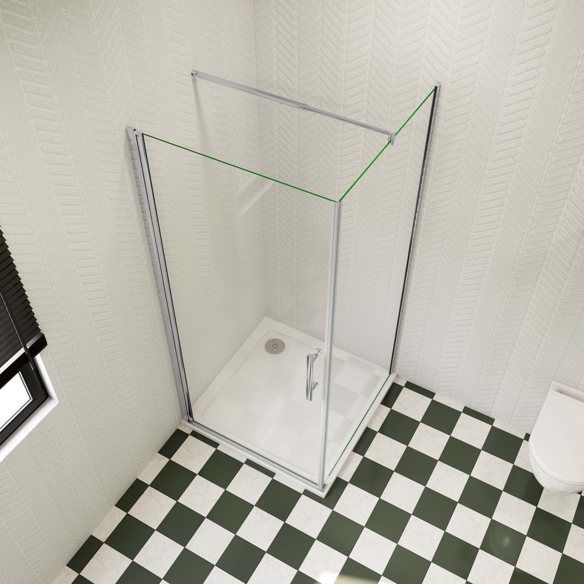 Aica hedendaags Douchecabine 80x70x185cm draaideur+zijwand 6mm NANO EasyClean veiligheidsglas 70-120cm Stabilisatiestang (inkortbaar) profiel van glanzend chroom Inclusief complete douchebak