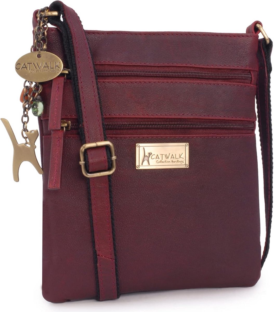 Damesschoudertas Leer - Smalle Crossbody Tas met Verstelbare Band