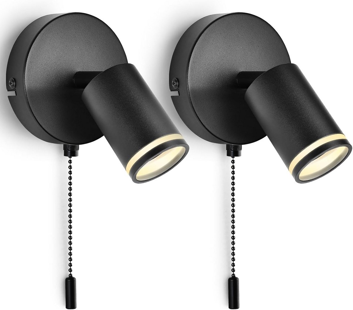2x Draaibare Wandlamp met Schakelaar Zwart Mat - Inclusief GU10 Fitting