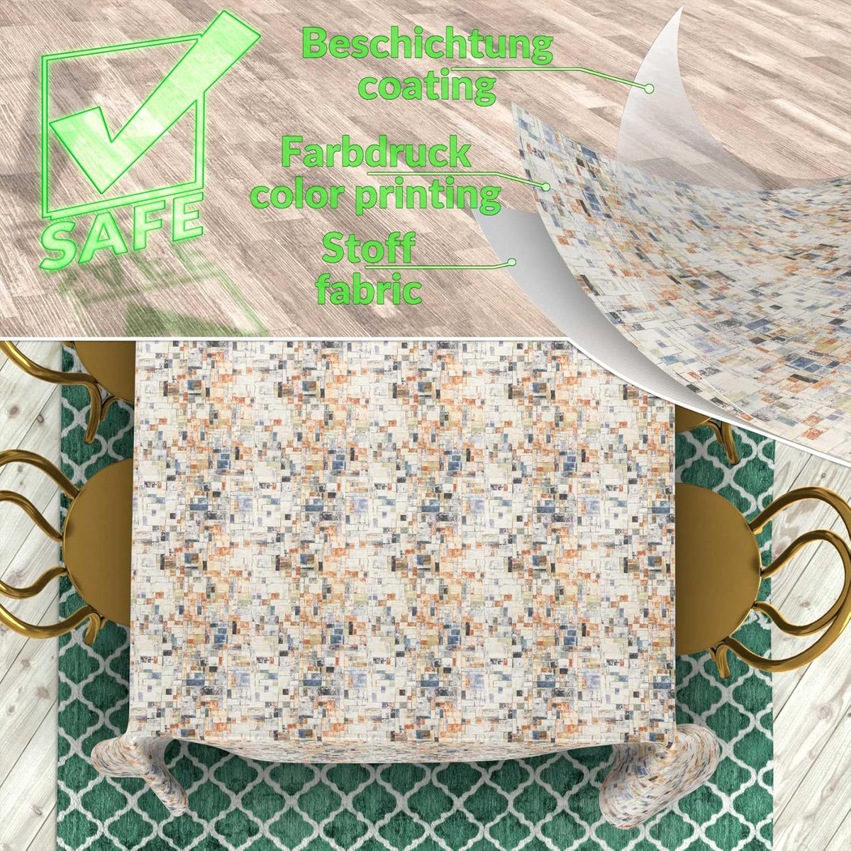 Waterafstotend Rechthoekig Tafelkleed (Katoen/Polyester) voor Binnen en Buiten