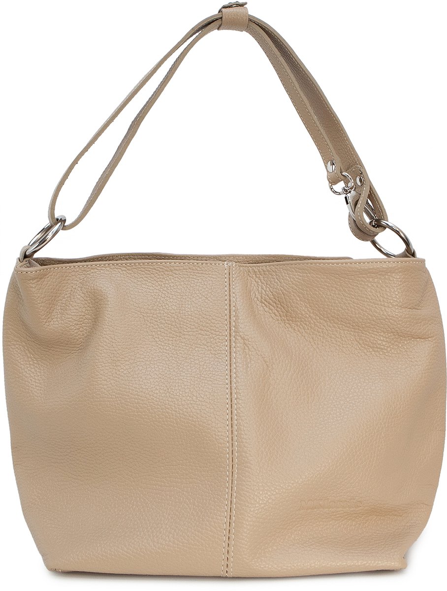 MKlassic Italiaanse damesleren handtas Beige – Elegante schoudertas met Beige accenten – Hoogwaardige schoudertas van echt rundleer voor dagelijks gebruik en zakelijk gebruik - Made in Italy - MK06-350-37