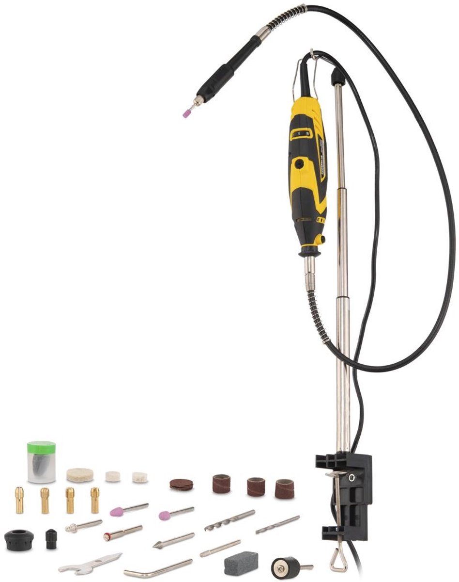 Powerplus Roterende multitool POWX1324 - Multifunctioneel - 135W - Variabele snelheid - Incl. Statief, slang, 40 accessoires