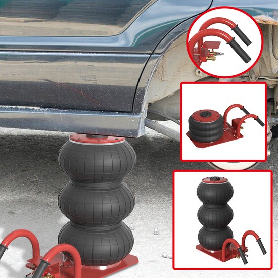 Froadp 3T pneumatische krik – persluchtkrik met luchtkussen, korte handgreep en rangeerkrik voor SUV, personenauto, autokrik