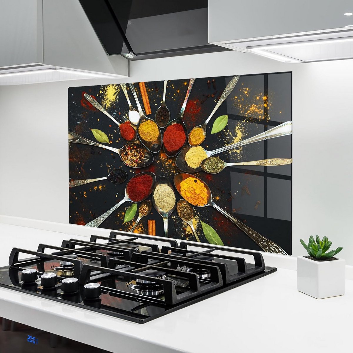 Glazen keukenachterwand spatwand gehard glas 60x80 cm voor fornuis