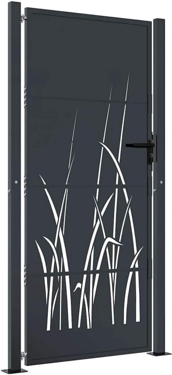 Tuindeur Staal Antraciet met Graspatroon 105x205 cm