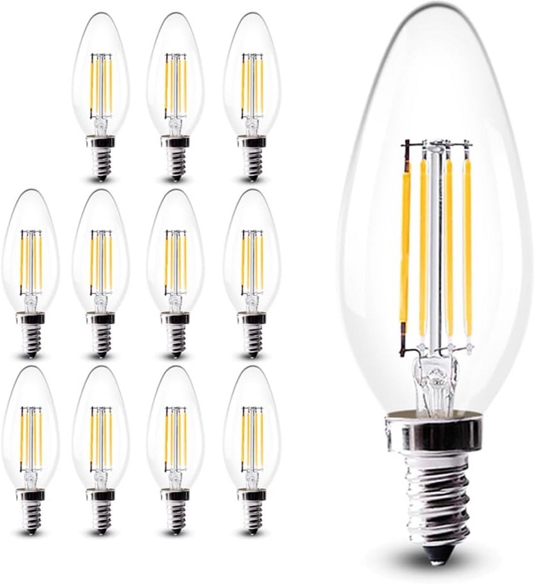 12x E14 LED Kaarslampen 4W Warm Wit Licht 400 Lumen Niet Dimbaar