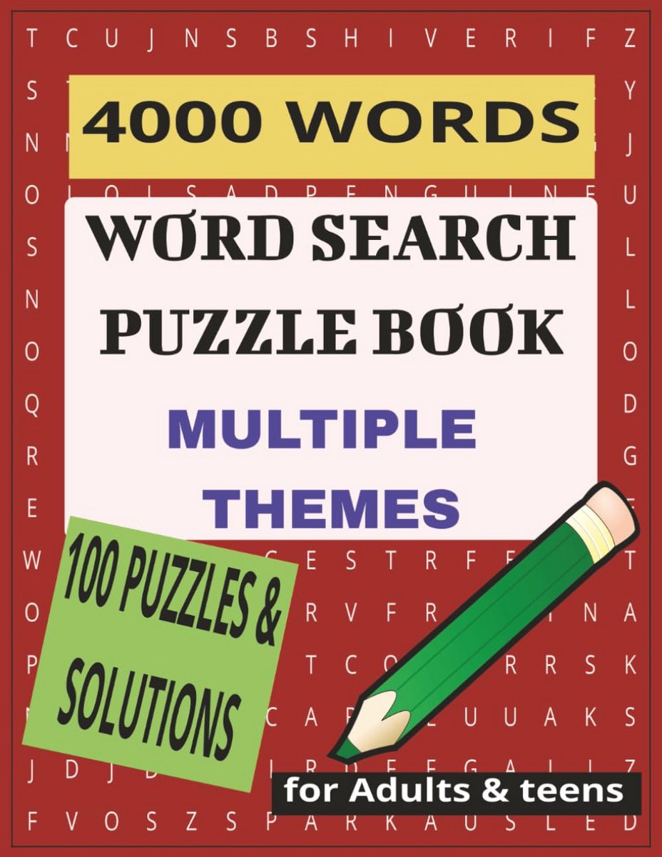 Woordzoekpuzzel Boek met 100 Puzzels en 4000 Woorden voor Volwassenen en Tieners