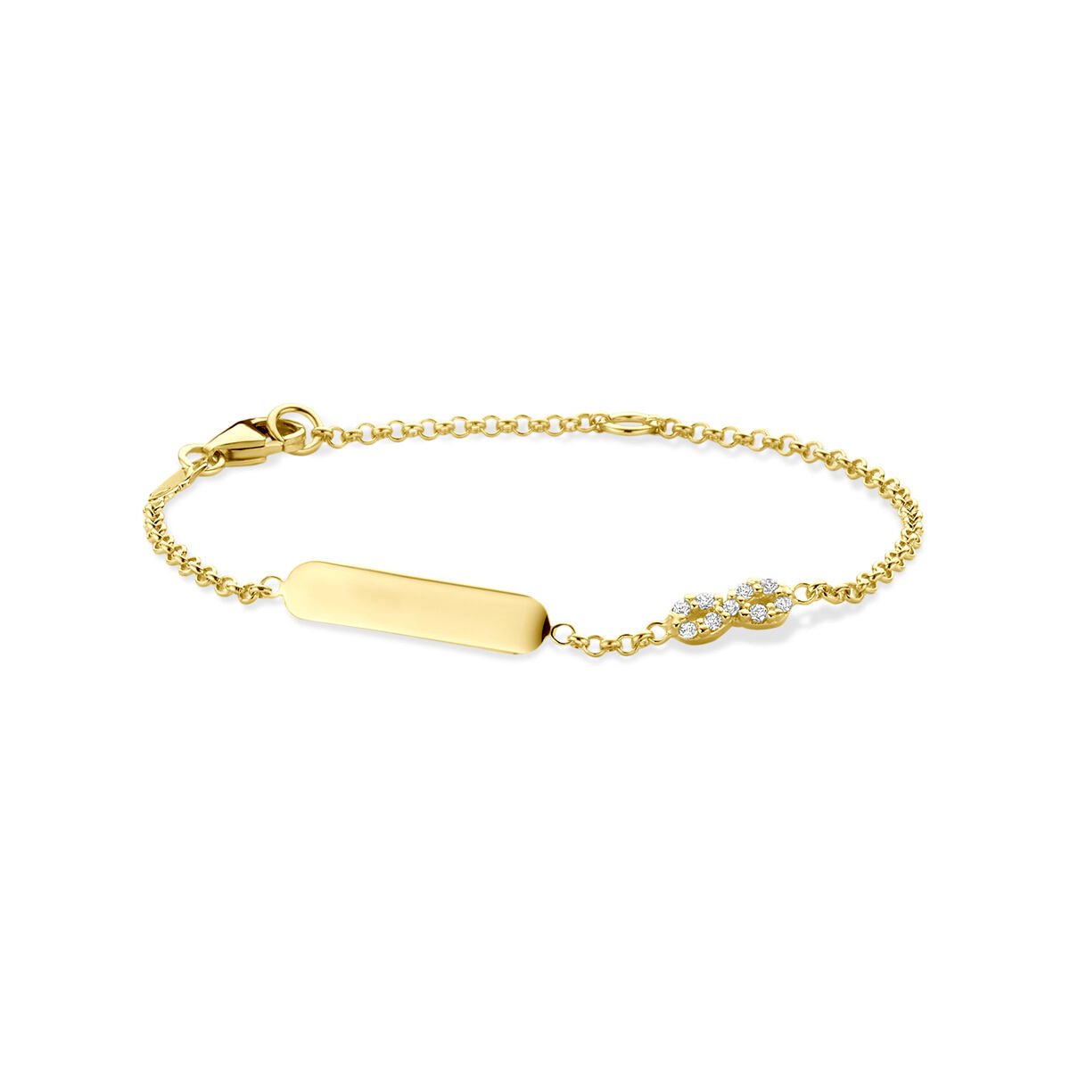 14K geelgouden graveerarmband infinity zirkonia 11 - 13 cm - 4034706