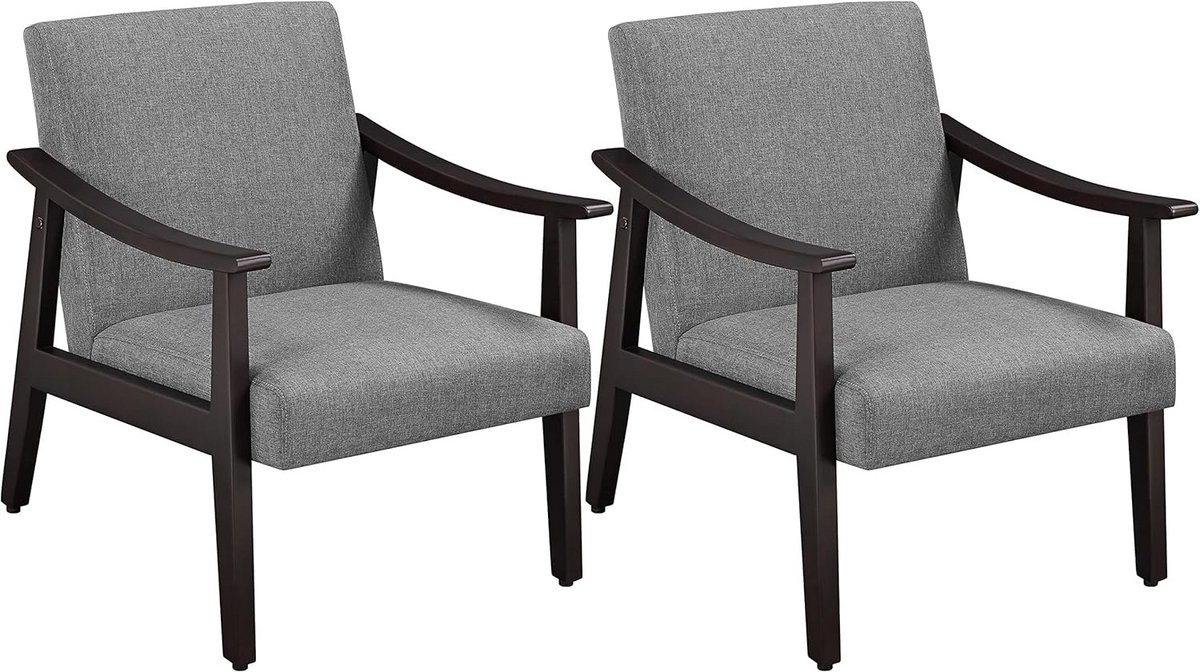 Set van 2 Comfortabele Stoffen Fauteuils voor Woonkamer en Kantoor