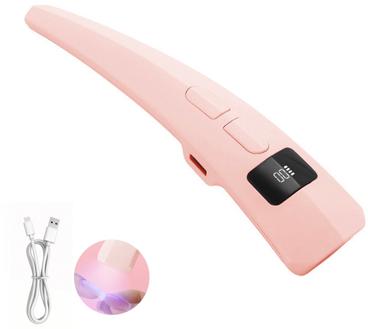 Oplaadbare draadloze nagellamp-Nagellamp met display scherm-UV/LED nageldroger voor gellak-Mini UV Lamp Gelnagels-8W-Roze