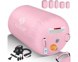 KESSER Airtrack Gymnastiekrol 120 x 60 cm - Opblaasbare Air Roll / Turnrol voor Turnen, Gymnastiek en Fitness, met Elektrische Pomp - Roze