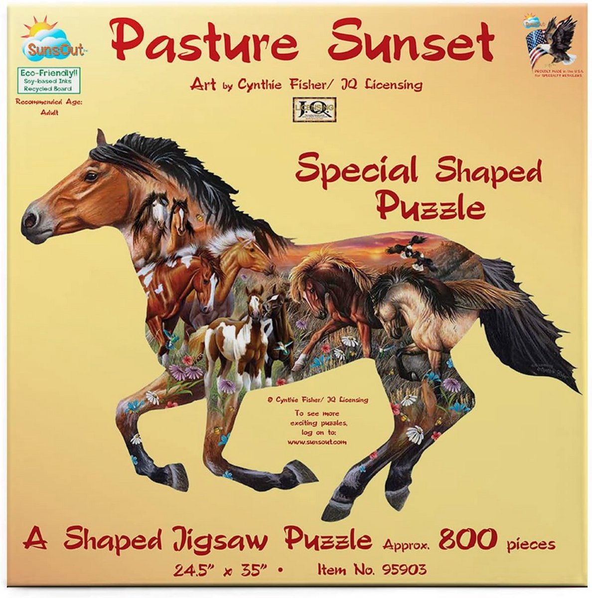 Contourpuzzel 800 stukjes Dieren in Zonsondergang Paard